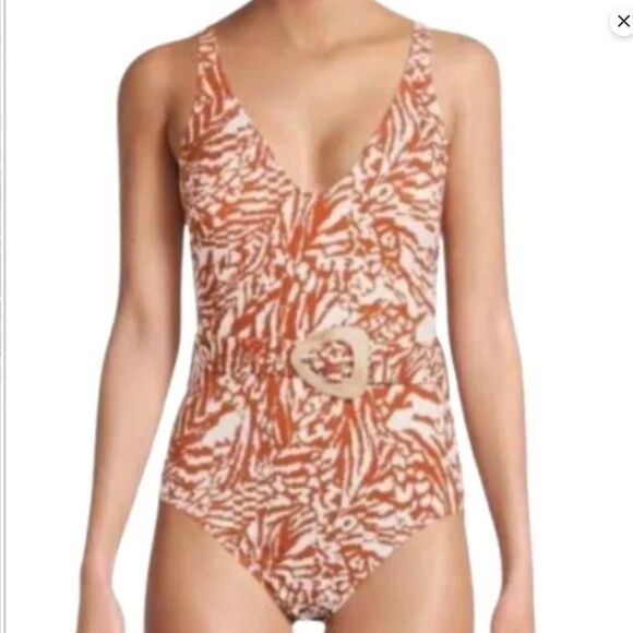 Time And Tru Belted Patterned One Piece Swimsuit XL - Picture 1 of 9